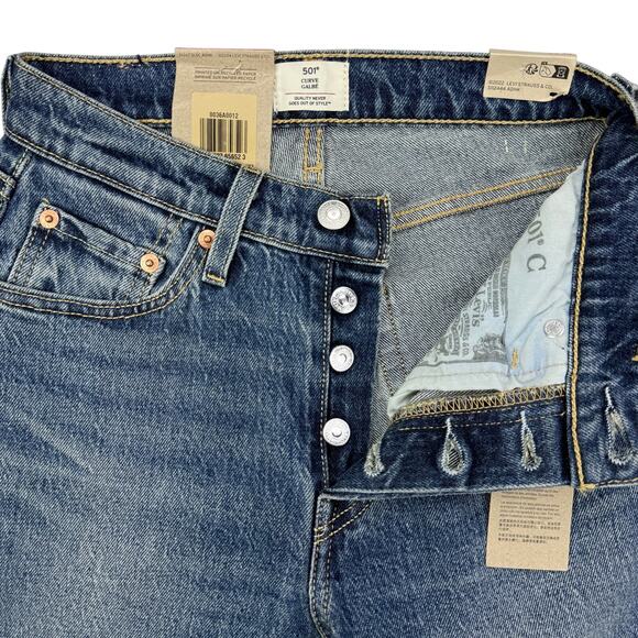 NWT LEVI'S 501 Curvy Straight Leg Jean Size 25 Medium Indigo Studded Design - Picture 5 of 10